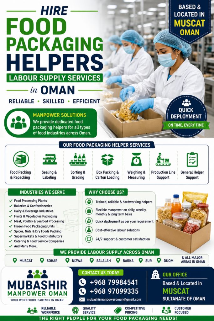 Packaging Helpers Labour Supply in Oman - Mubashir Manpower supply Packaging Helpers Labour Supply in Oman