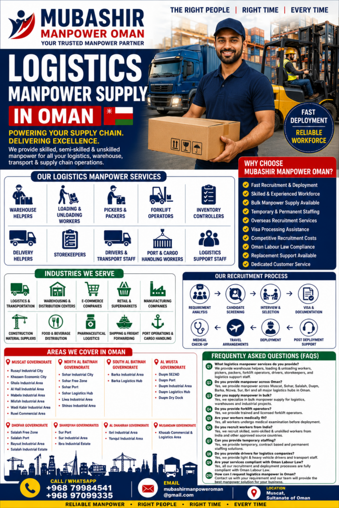 Logistics Manpower Supply in Oman - Mubashir Manpower supply Logistics Manpower Supply in Oman